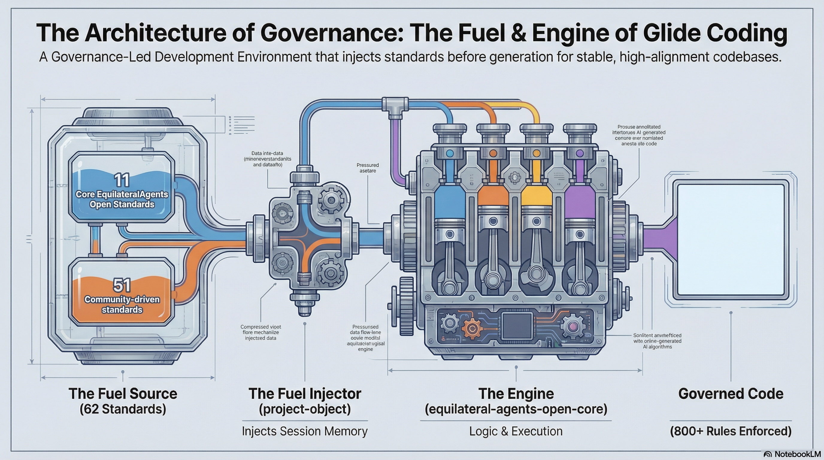GlideCoding Architecture - Fuel Source, Fuel Injector, Engine, Governed Code